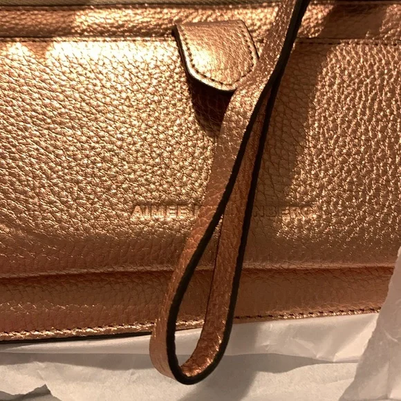 Aimee kestenberg rose gold wristlet wallet indentations see pic - Picture 3 of 9